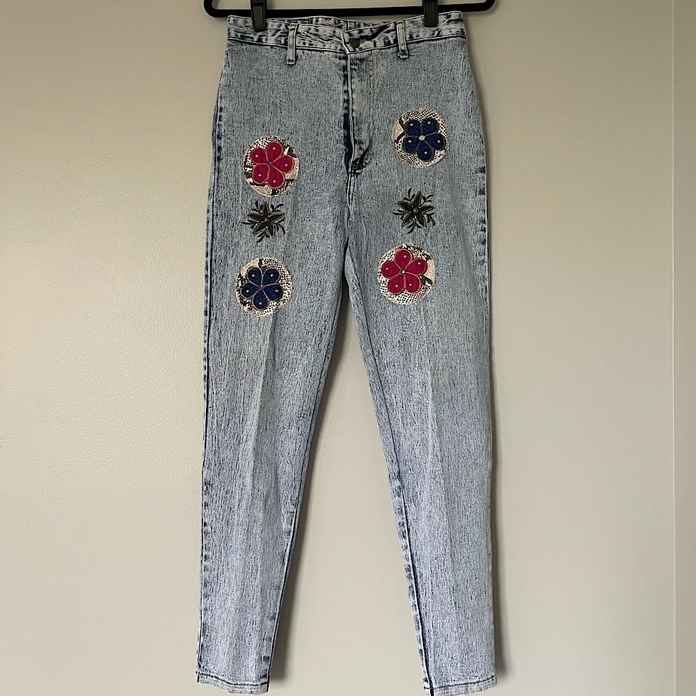 Vintage Watch LA High Waisted Straight Leg Acid Wash Jeans